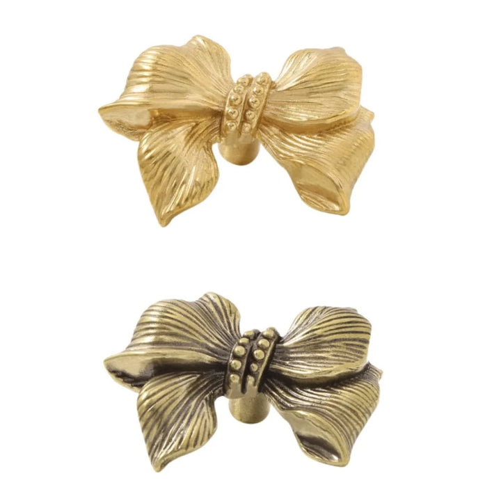 Vintage Bow Tie Shaped Single Hole Retro Brass Drawer Knobs | Stornfield