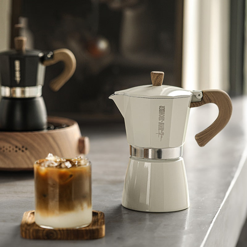 Vintage Wooden Handle Espresso Maker Moka Pot Brewing Tools | Stornfield