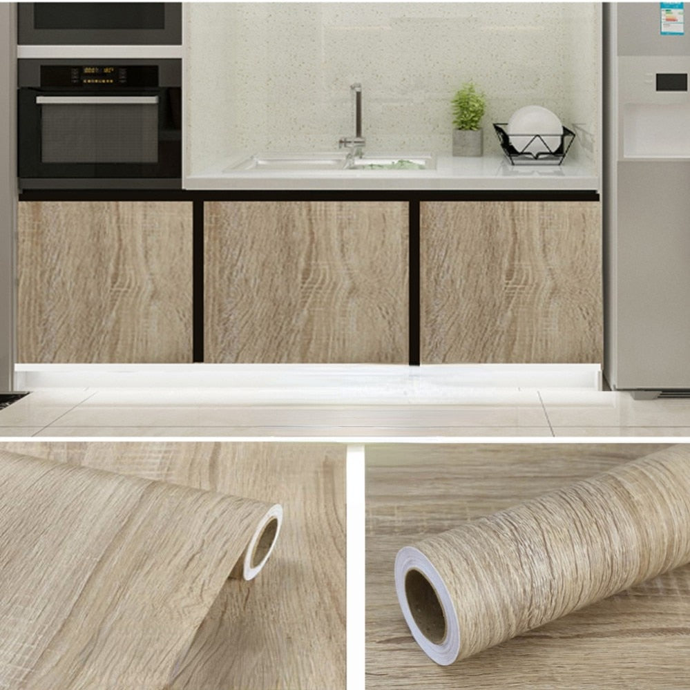 Vinyl Wood Grain Stickers Wardrobe Cabinet Table Furniture Renovation | Stornfield