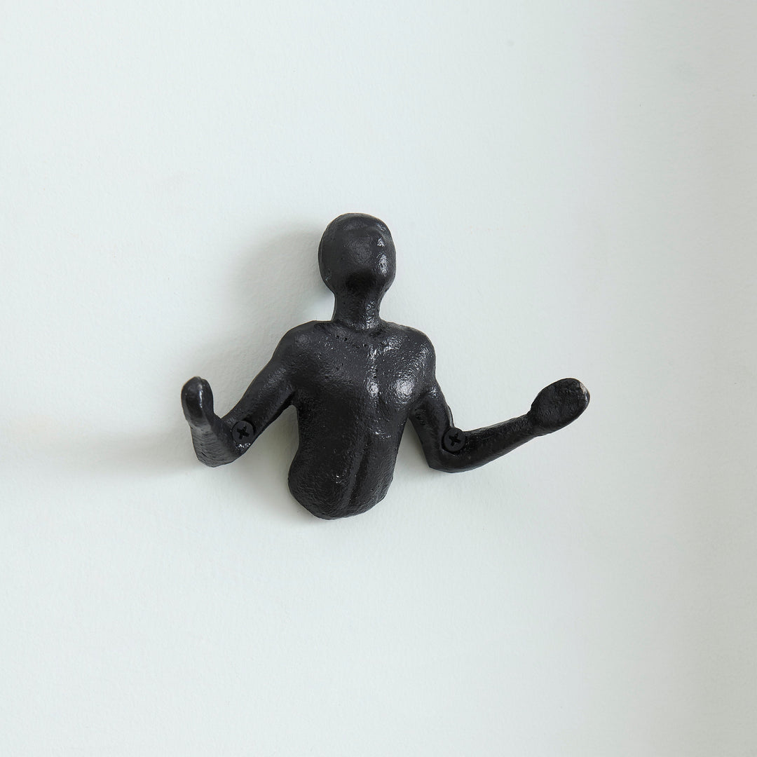 Stornfield | "Palms Up" Decorative Cast Iron Wall Hooks, Black (Set of 2)