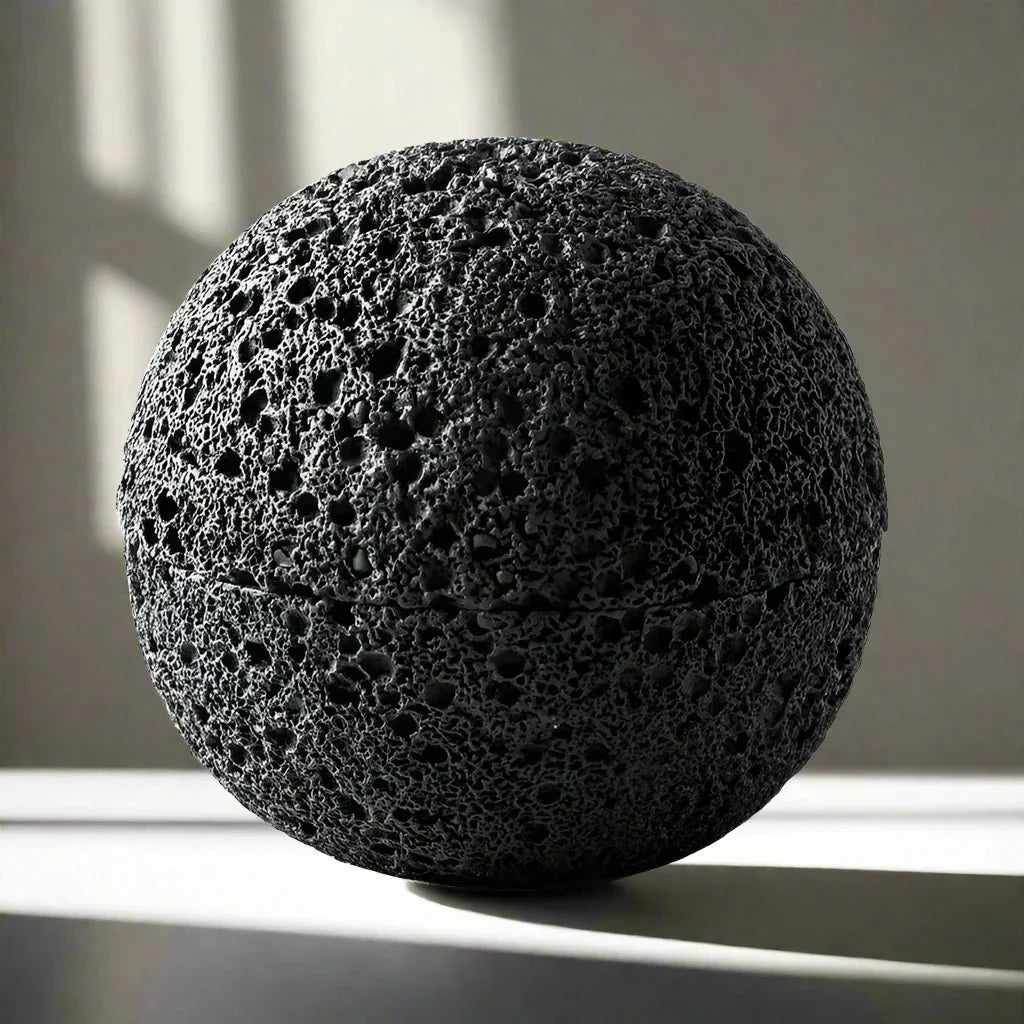 Quirky Black Volcanic Stone Bowl - Elegant Porcelain Centerpiece | Stornfield