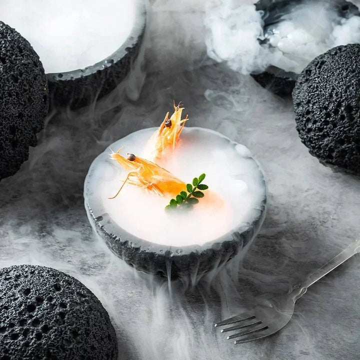 Quirky Black Volcanic Stone Bowl - Elegant Porcelain Centerpiece | Stornfield