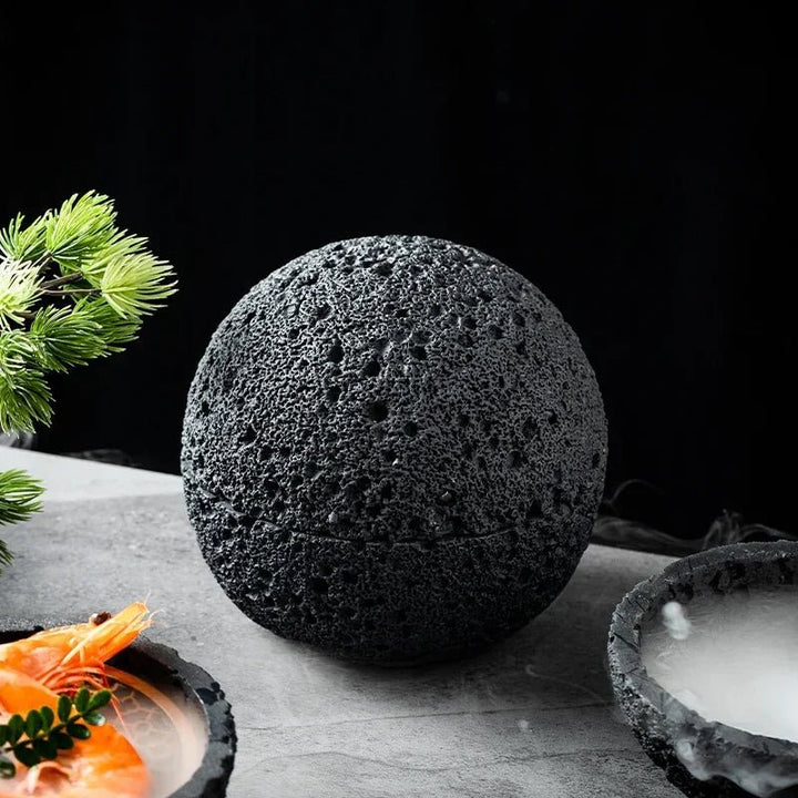 Quirky Black Volcanic Stone Bowl - Elegant Porcelain Centerpiece | Stornfield