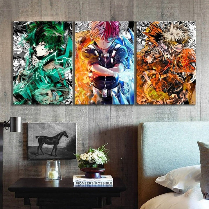 Stornfield | My Hero Academia Anime - 3 Piece Canvas Wall Art Modular Pictures Posters