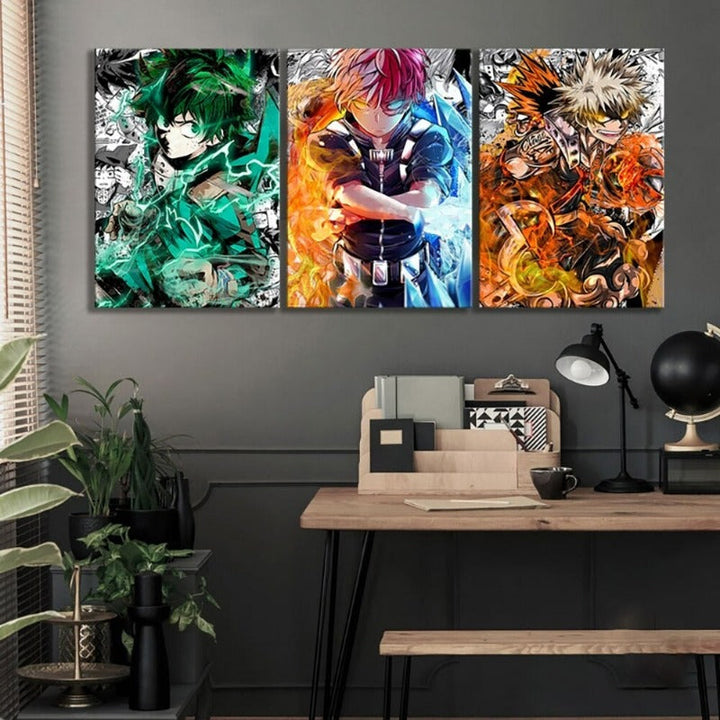 Stornfield | My Hero Academia Anime - 3 Piece Canvas Wall Art Modular Pictures Posters