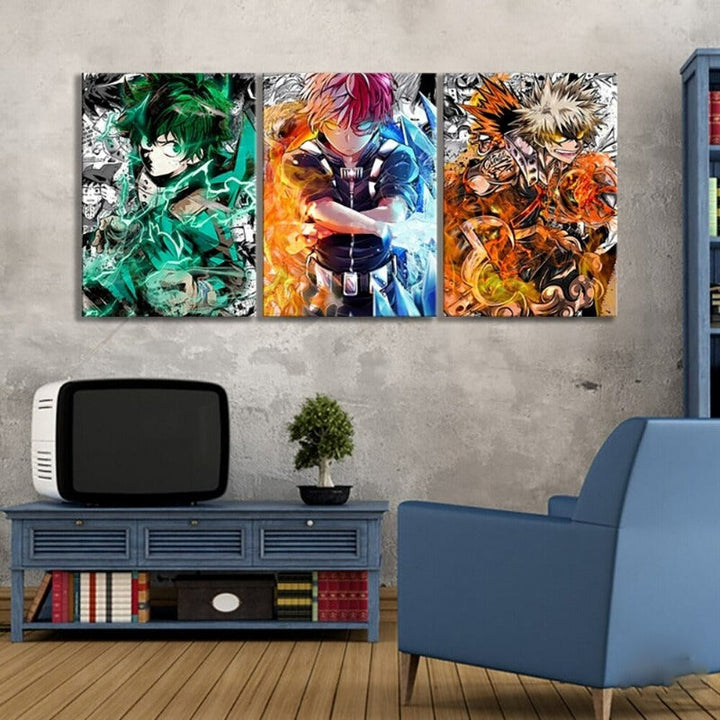 Stornfield | My Hero Academia Anime - 3 Piece Canvas Wall Art Modular Pictures Posters