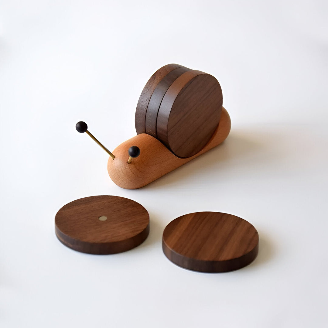 Walnut Wood Snail Tea & Coffee Cup Coaster - Cute Decor | Stornfield