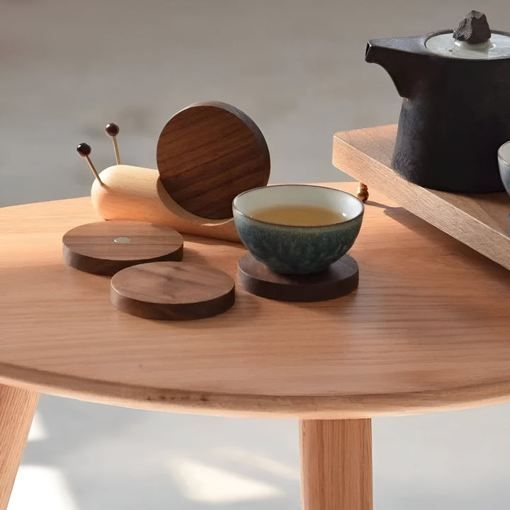 Walnut Wood Snail Tea & Coffee Cup Coaster - Cute Decor | Stornfield