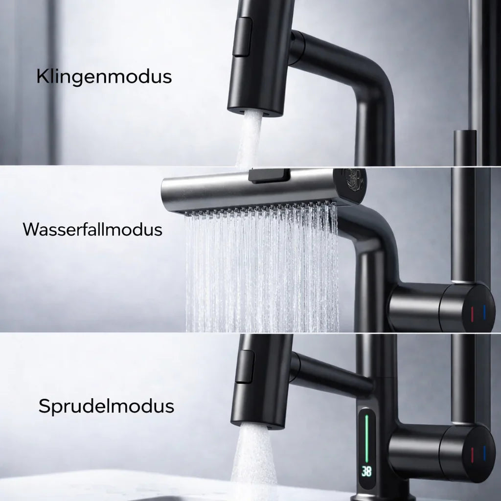 Pull-out kitchen faucet with LED & 5 spray modes | Stornfield