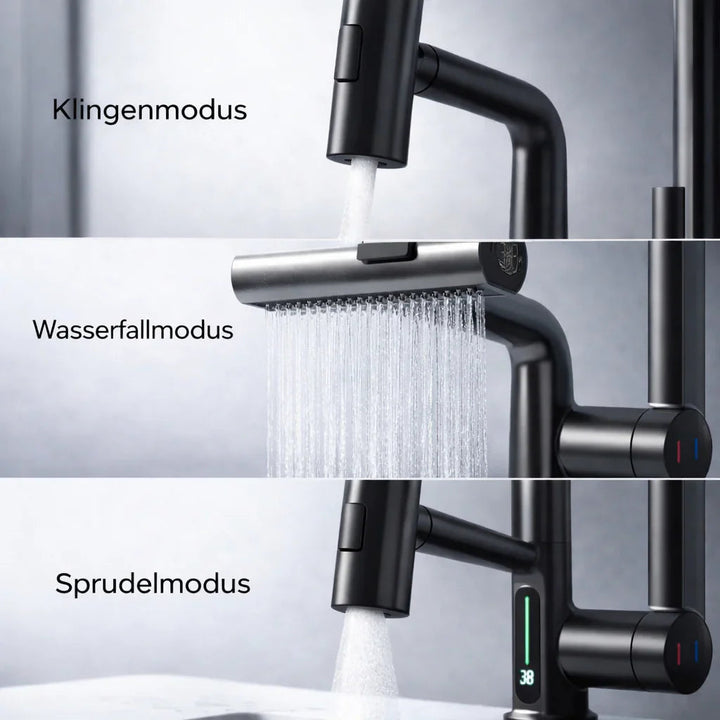 Pull-out kitchen faucet with LED & 5 spray modes | Stornfield