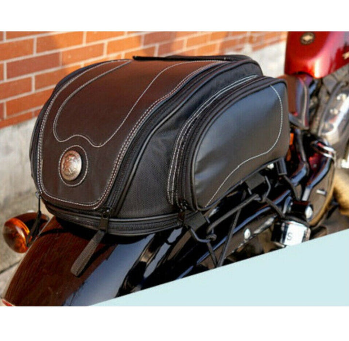 Water-Resistant Motorcycle Tail Bag with Expandable Storage | Stornfield