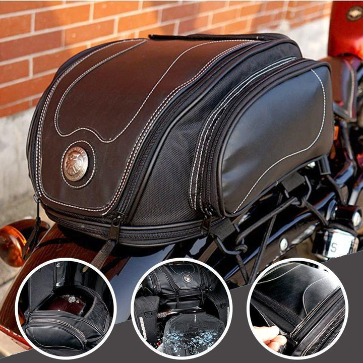 Water-Resistant Motorcycle Tail Bag with Expandable Storage | Stornfield