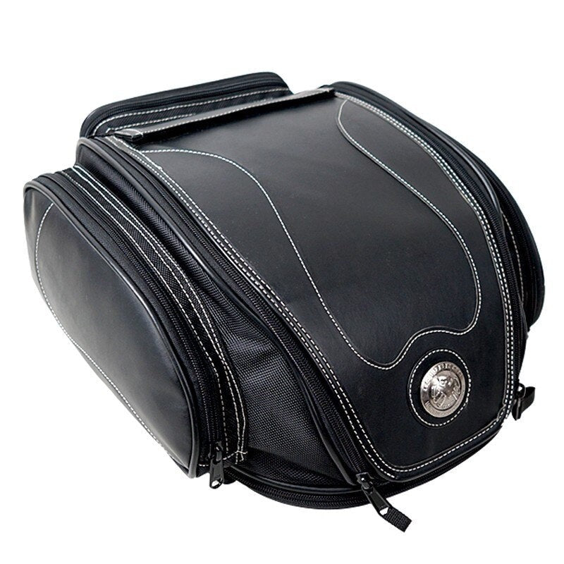 Water-Resistant Motorcycle Tail Bag with Expandable Storage | Stornfield