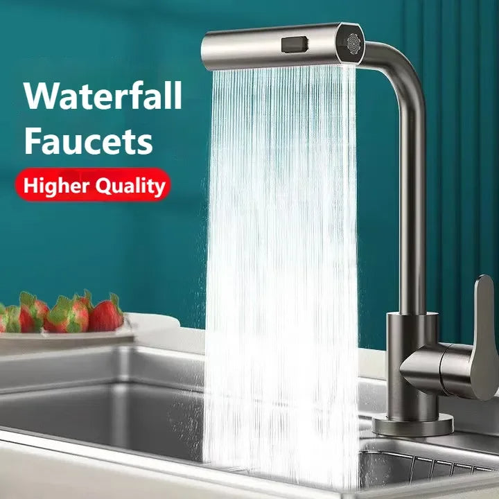 Waterfall Kitchen Faucets Pull Out Rainfall Spray Bathroom Basin Tap | Stornfield