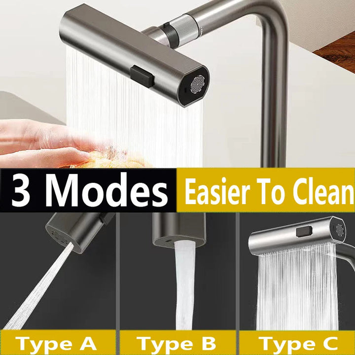 Waterfall Kitchen Faucets Pull Out Rainfall Spray Bathroom Basin Tap | Stornfield