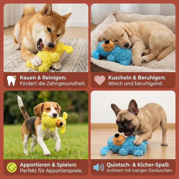 Stornfield plush dog toy with squeaker