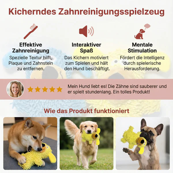 Stornfield plush dog toy with squeaker