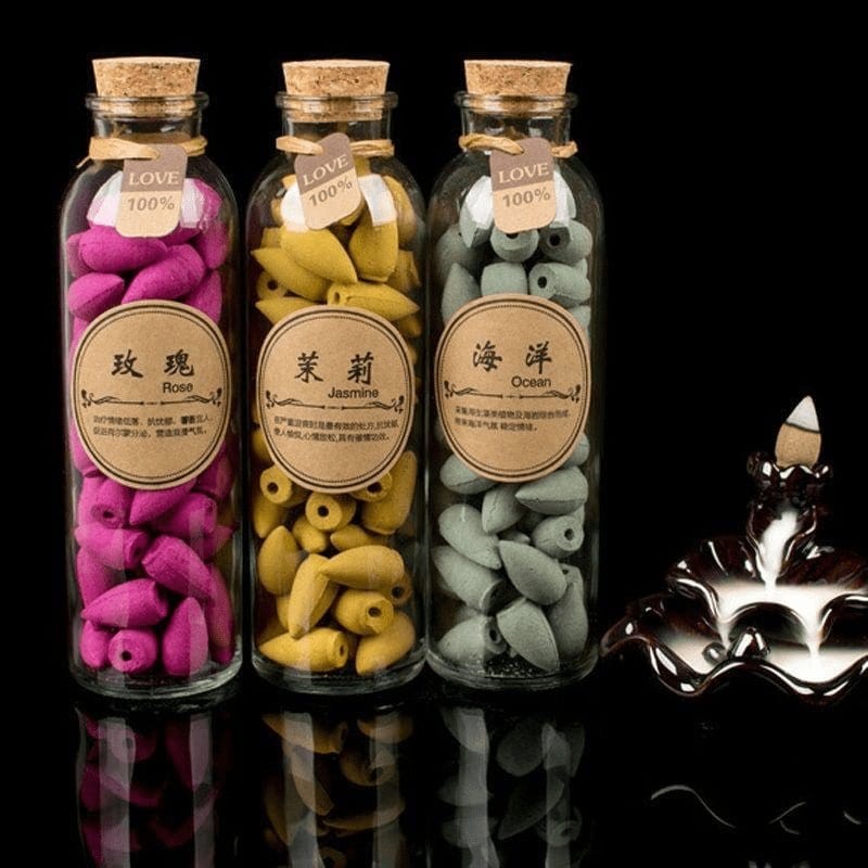 Stornfield | Men's Smoking Backflow Incense Cones Glass Bottle 60 Pieces