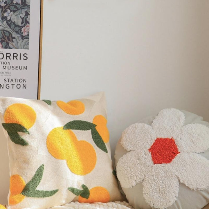 Stornfield | Orange Embroidered Pillowcase