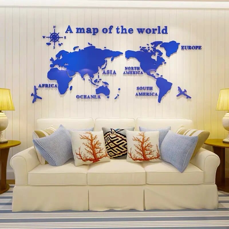 Stornfield | Autocollant mural carte du monde 3D