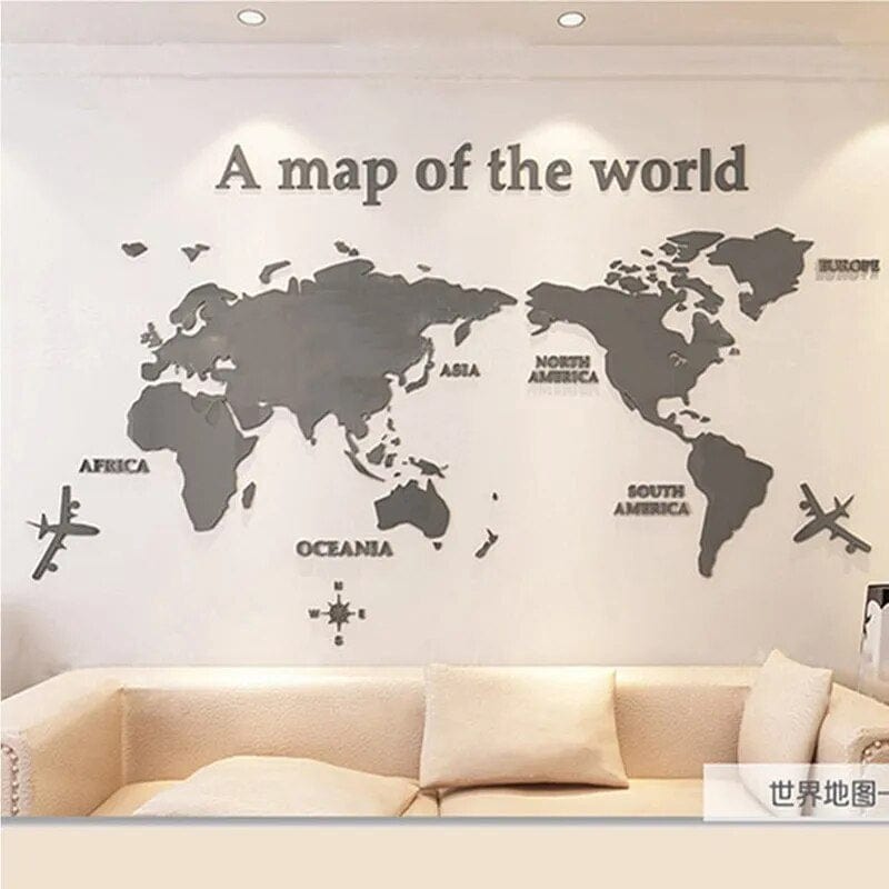 Stornfield | Autocollant mural carte du monde 3D