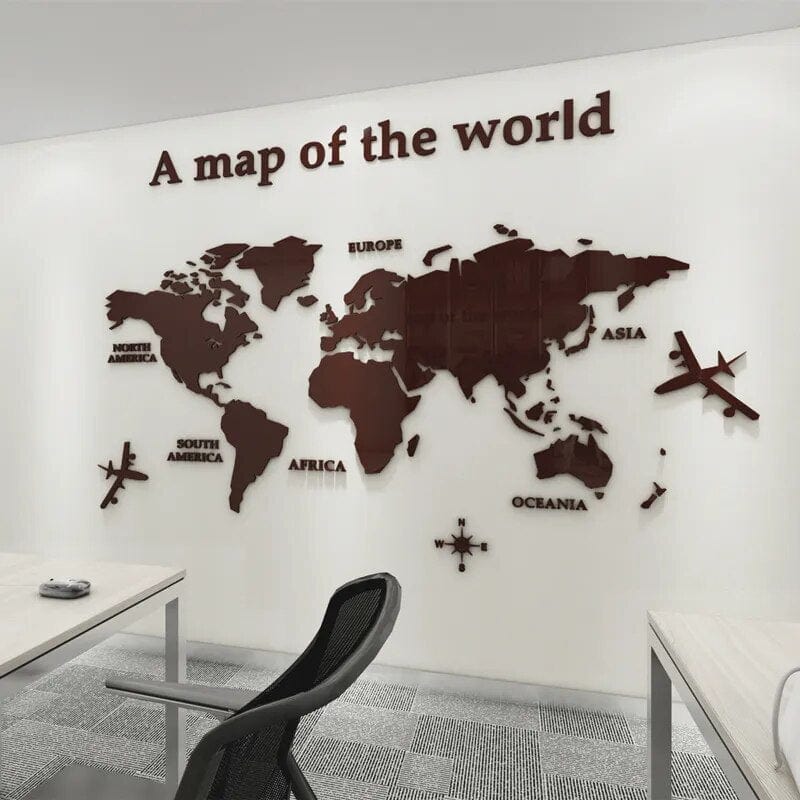 Stornfield | Autocollant mural carte du monde 3D