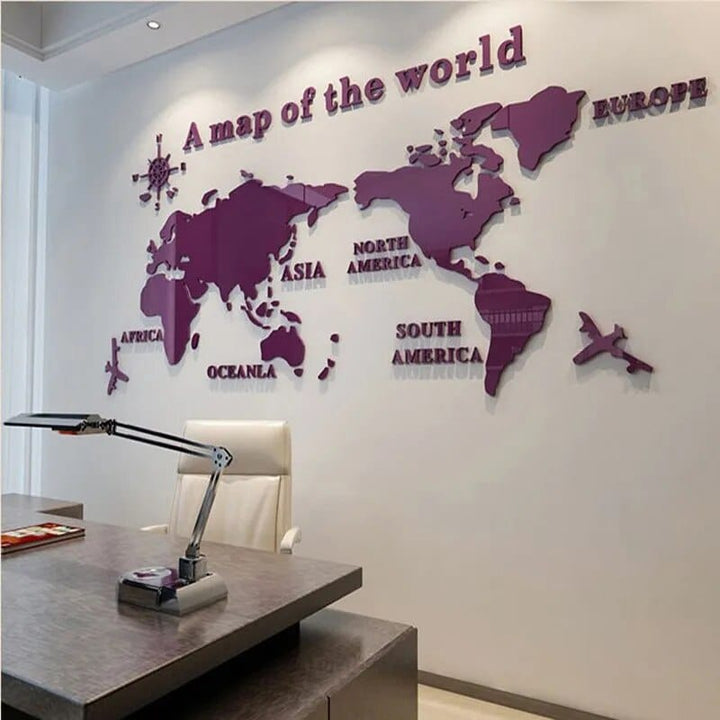 Stornfield | Autocollant mural carte du monde 3D