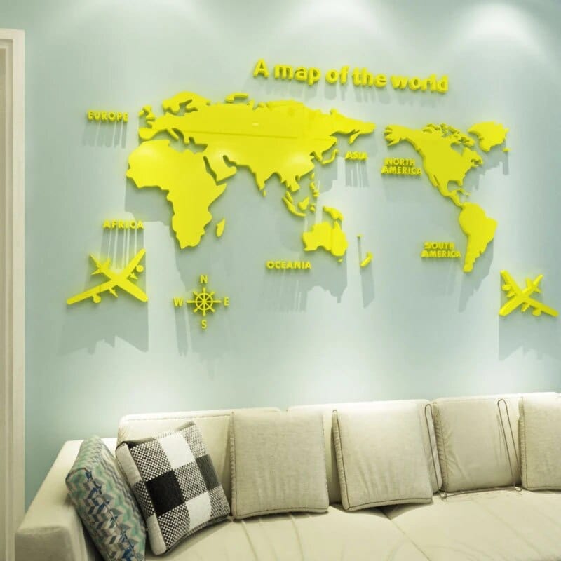 Stornfield | Autocollant mural carte du monde 3D