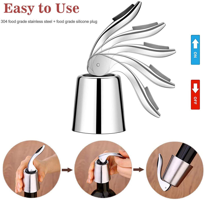 Wine Bottle Stopper Stainless Steel Wine Bottle Plug with Silicone | Stornfield