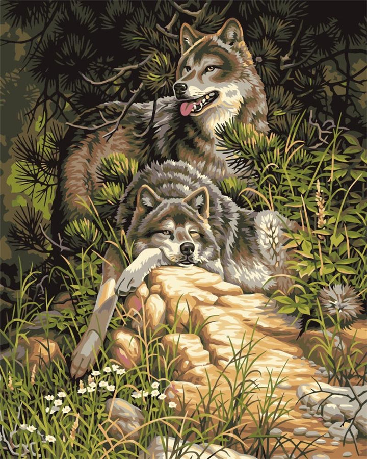 Lounging Wolves - Van-Go Paint-By-Number Kit | Stornfield