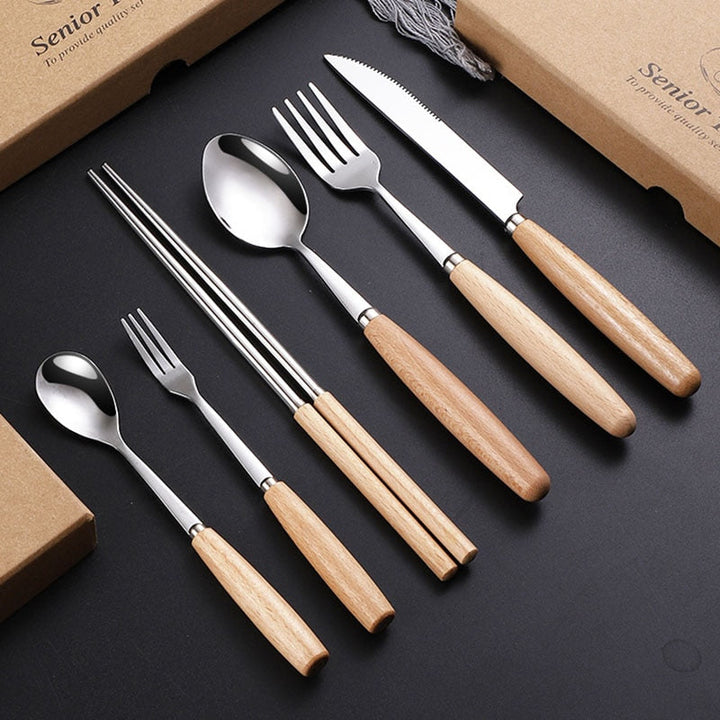 Wooden Handle Cutlery Portable Set | Stornfield