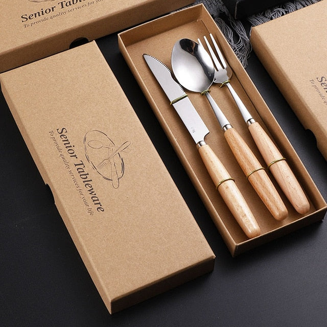 Wooden Handle Cutlery Portable Set | Stornfield