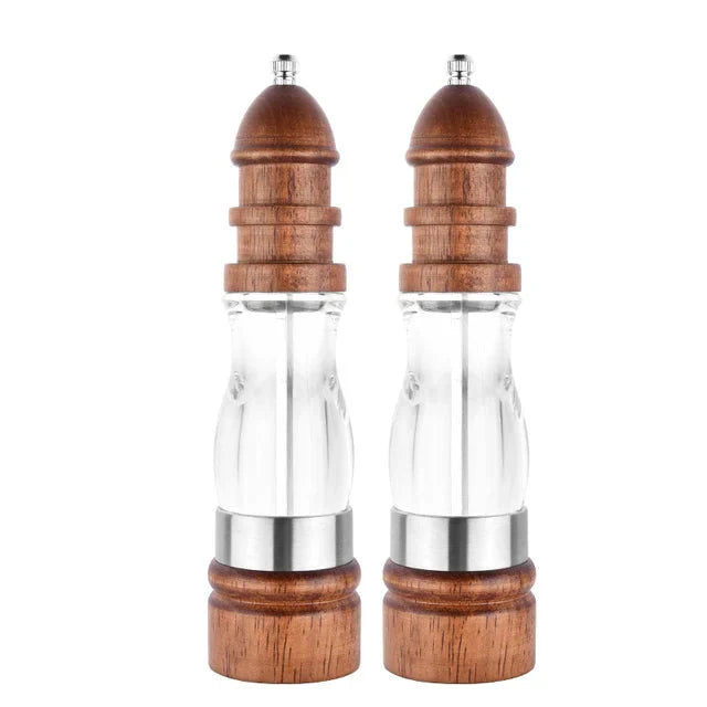 Wooden Salt and Pepper Grinder Set Wood and Acrylic Mills | Stornfield