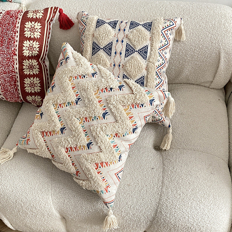Boho lined fringe throw pillow cover | Stornfield