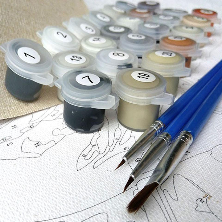 White & Red Lotus Flowers - Van-Go Paint-By-Number Kit | Stornfield