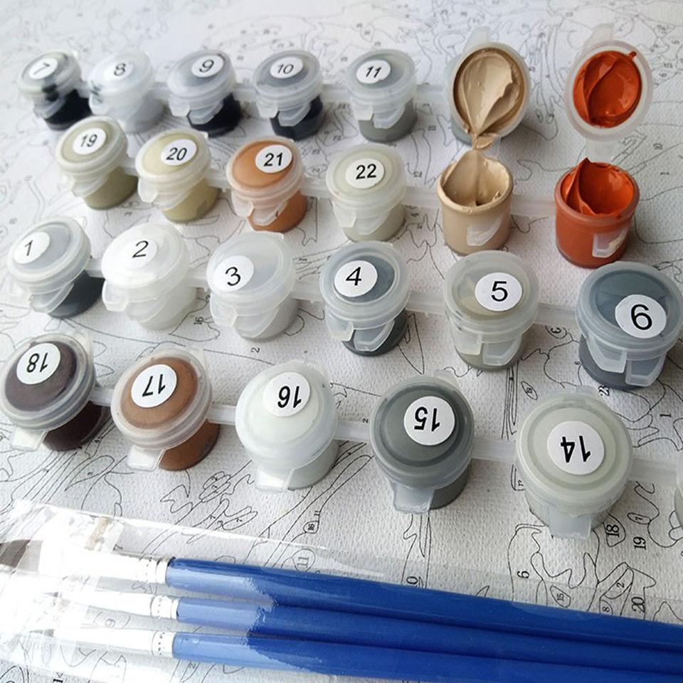 White & Red Lotus Flowers - Van-Go Paint-By-Number Kit | Stornfield