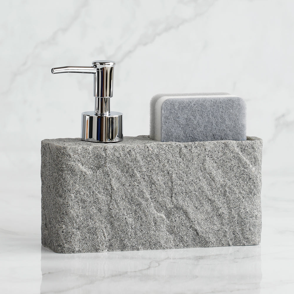 Soap Dispenser with Sponge – Imitation Black Rock Design | Stornfield