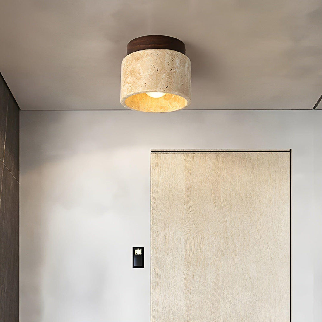 LumiStone - Wabi Sabi Yellow Marble Japanese Ceiling Light | Stornfield