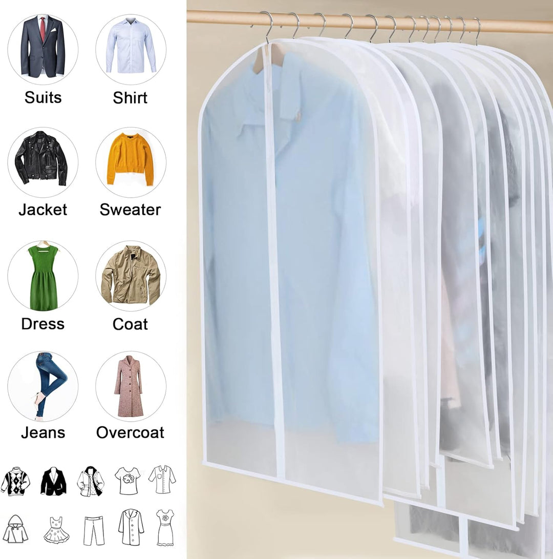 PEVA Garment Cover Set – 24-Pack Hanging Garment Covers in 3 Sizes | Stornfield