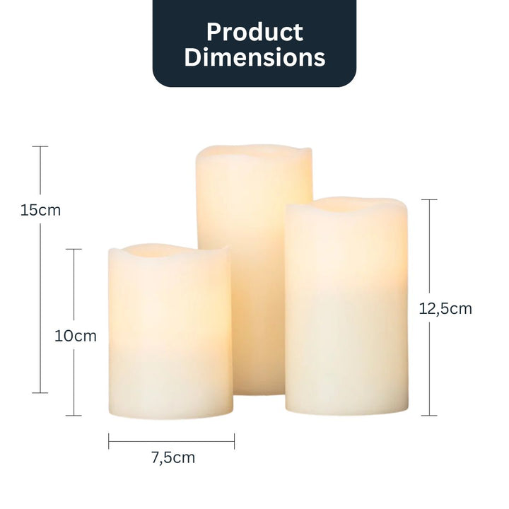 Stornfield | Set of 3 Tall Flameless Wax LED Candles