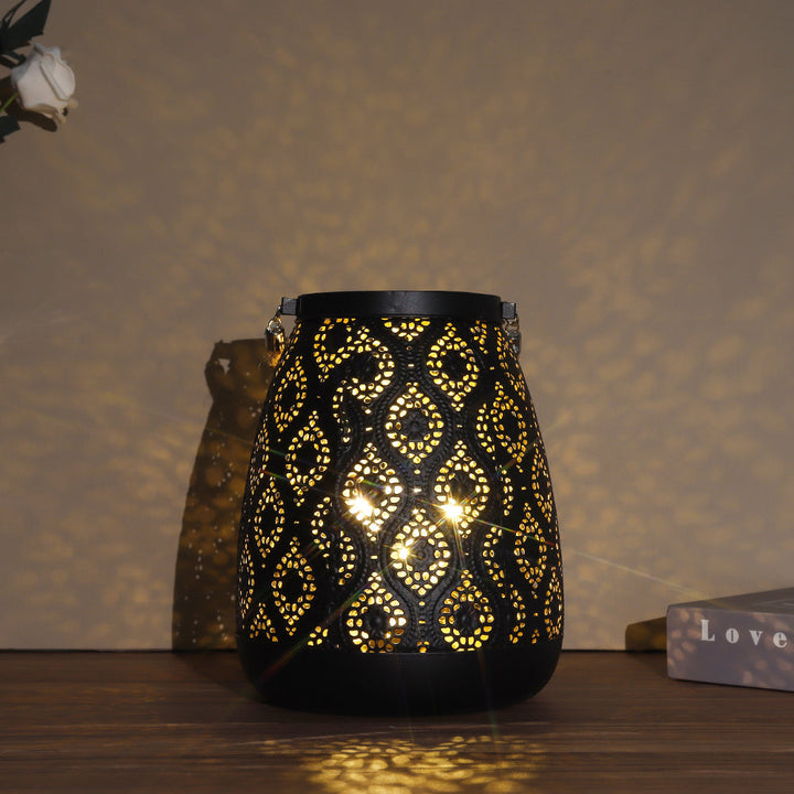 Stornfield | Moroccan Style Black Metal Battery-Powered Table Lamp - Cordless Lamp